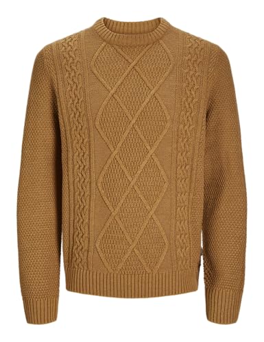 JACK&JONES Herren JPRBLUDIOGO Knit Pack Strickpullover, Brown Sugar/Detail:Melange Cable, Medium von JACK & JONES