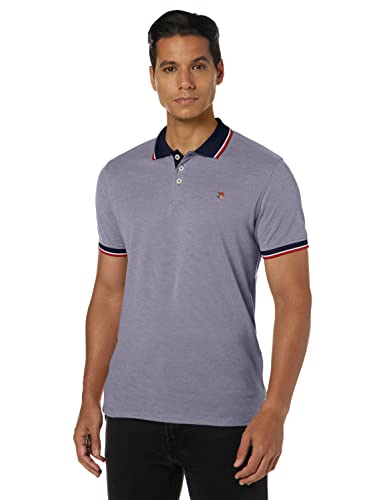 JACK & JONES Herren Poloshirt JPRBLUWIN - Regular Fit S M L XL XXL Baumwolle, Größe:S, Farbe:Mood Indigo REG W. Whisper White 12169064 von JACK & JONES