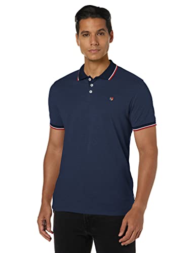 JACK & JONES Herren Poloshirt JPRBLUWIN - Regular Fit S M L XL XXL Baumwolle, Größe:M, Farbe:Navy Blazer REG W. Denim Blue 12169064 von JACK & JONES