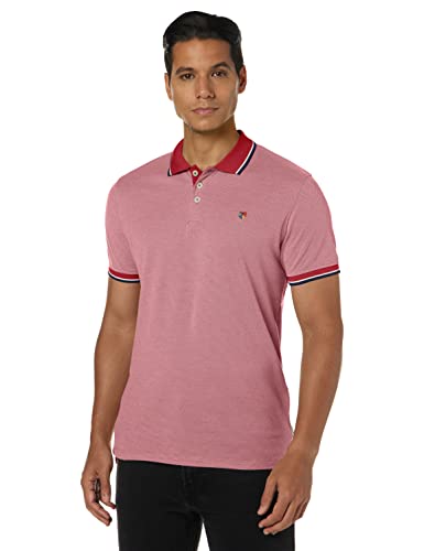 JACK & JONES Herren Poloshirt JPRBLUWIN - Regular Fit S M L XL XXL Baumwolle, Größe:L, Farbe:Red Dahlia REG W. Whisper White 12169064 von JACK & JONES