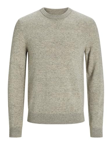JACK&JONES Herren JPRCCLAMBSWOOL Knit Crew Neck LN Strickpullover, Light Grey Melange/Detail:Twist, Large von JACK & JONES