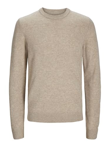 JACK&JONES Herren JPRCCLAMBSWOOL Knit Crew Neck SN Strickpullover, Oatmeal/Detail:Melange, X-Large von JACK & JONES