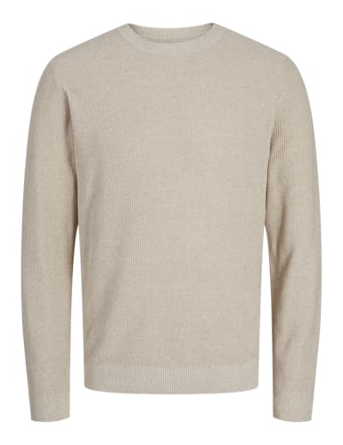 JACK&JONES Herren JPRCCLUCAS Structure Knit Crew Neck Strickpullover, Pure Cashmere/Detail:Twist, Large von JACK & JONES