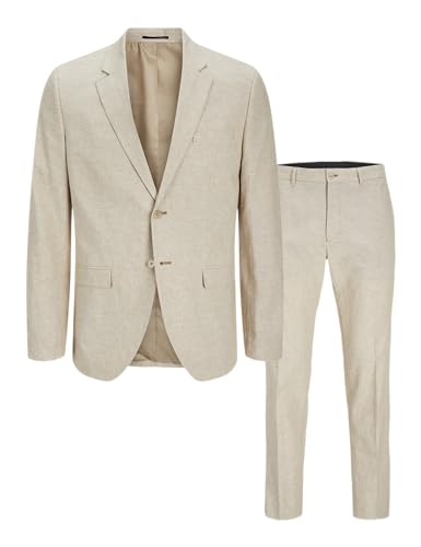 JACK&JONES Herren JPRRIVIERA Linen Suit SN Slim Anzug, Travertine/Fit:Slim FIT, 50 von JACK & JONES