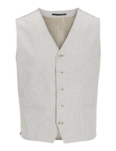 JACK & JONES Herren JPRRIVIERA Linen Waistcoat Anzugweste, Timber Wolf/Checks:Slim FIT, 50 von JACK & JONES