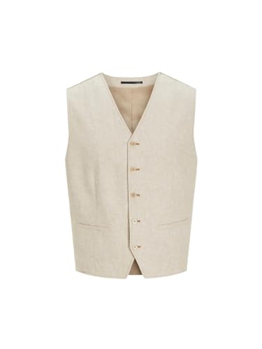 JACK&JONES Herren JPRRIVIERA Linen Waistcoat Anzugweste, Travertine/Fit:Slim FIT, 50 von JACK & JONES