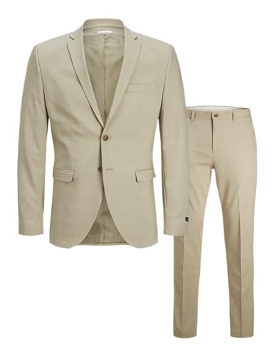 JACK&JONES Herren JPRSOLARIS Check Suit Anzug, Travertine/Checks:SUPER Slim FIT, 52 von JACK & JONES