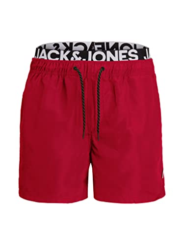 JACK & JONES Herren JPSTARUBA JJSWIMSHORTS AKM DB WB, Rio Red, L von JACK & JONES