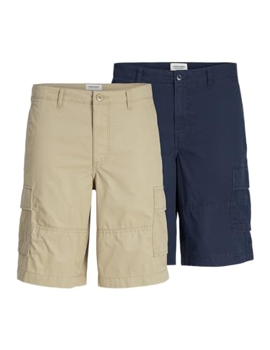 JACK&JONES Herren JPSTCOLE JJCAMPAIGN 2PK MP Shorts, Beige, S von JACK & JONES