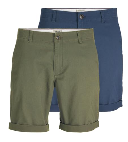 JACK & JONES Herren JPSTENZO JJCHINO Shorts 2er Pack, Kurze Hose, Dusty Olive/Dark Denim, XXL von JACK & JONES