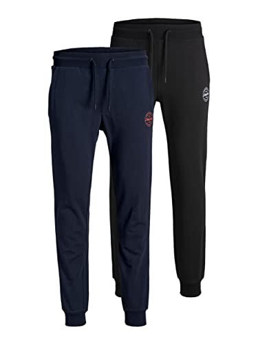 JACK & JONES Herren JPSTGORDON JJSHARK Sweatpant 2PK, Black/Navy Blazer, S von JACK & JONES