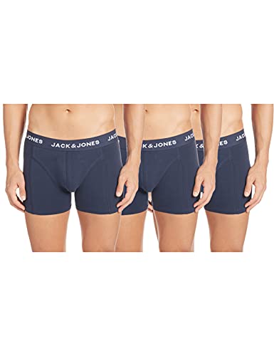 Herren Jack & Jones Set 3er Pack JACANTHONY Trunks Boxershorts Stretch Unterhose Basic Unterwäsche, Farben:Navy, Größe:XXL von JACK & JONES