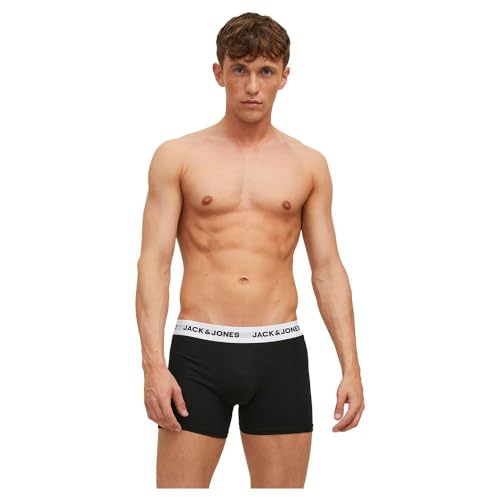 JACK & JONES Herren Jacbasic White Wb Trunks Pack of 3 Boxershorts, Schwarz, XL EU von JACK & JONES