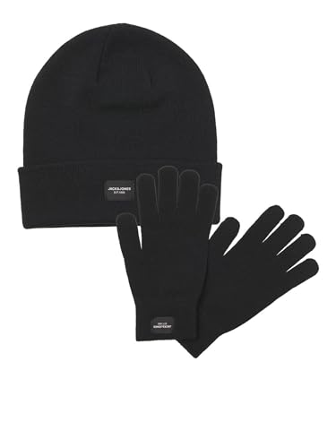 JACK & JONES Herren Jacbeanie Glove Knit Giftbox StrickMütze, Black 1, Einheitsgröße EU von JACK & JONES