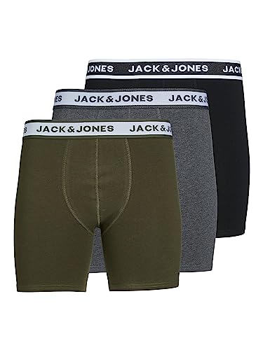 JACK & JONES Herren Jacboxer Briefs 3 Pack Boxershorts, Kombu Green/Pack:DGM-Black, S von JACK & JONES