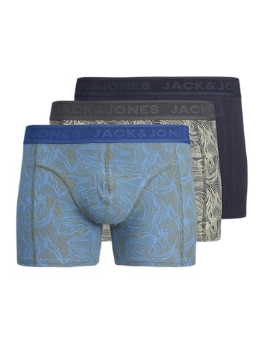 JACK&JONES Herren JACCAMERON Trunks 3 Pack Boxershorts, Asphalt/Pack:Castor Gray-Night Sky, M von JACK & JONES