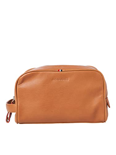 JACK & JONES Herren Jacelias Leather Toiletry Bag Kulturtasche, Cognac, Einheitsgröße von JACK & JONES