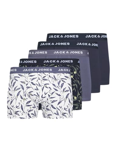 JACK & JONES Herren Jacharvey Trunks 5 Pack Boxershorts, Night Sky/Pack:nightshadow Blue - Nightshadow Blue - Night Sky - Night Sky ,L von JACK & JONES