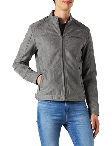 Herren Jack & Jones Kunstleder Jacke | Biker Blouson Bomberjacke JJEROCKY | Design Coat Übergangsjacke, Farben:Hellgrün, Größe Jacken:M von JACK & JONES