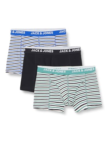 JACK & JONES Herren Jackoda Trunks 3 Pack Boxershorts, Palace Blue/Pack:Bottle Green - Navy Blazer, XL von JACK & JONES