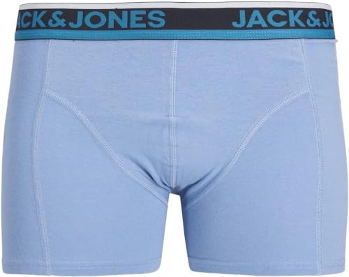 JACK & JONES Herren Jacnolan Trunks 3 Pack Boxershorts, Silver Lake Blue/Pack:Melange-Blue Melange, L von JACK & JONES