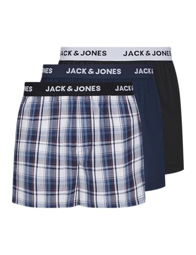 JACK & JONES Herren Jacsaigon Woven Boxers 3 Pack Pls, Navy Blazer, 3X_l (3er Pack) von JACK & JONES