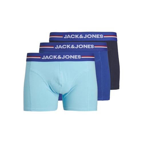JACK & JONES Herren Jactim Solid Trunks 3 Pack Boxershorts, True Blue/Pack:Splish Splash - Navy Blazer, S von JACK & JONES