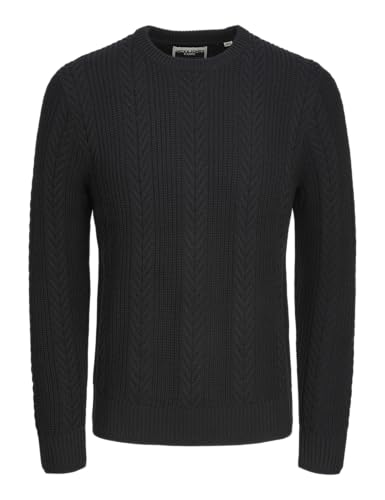 JACK&JONES Herren Jcocipher Knit Crew Neck Strickpullover, Black, Large von JACK & JONES