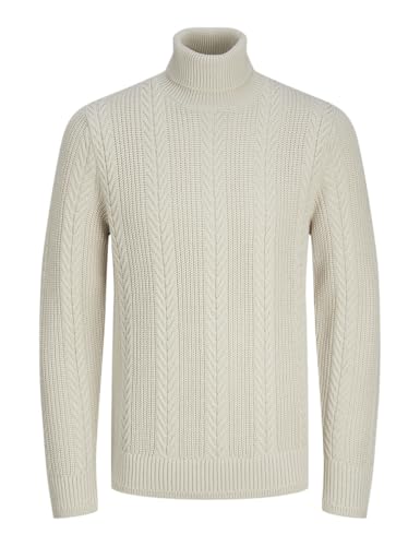 JACK&JONES Herren JCOCIPHER Knit ROLL Neck Strickpullover, Moonbeam, XS von JACK & JONES