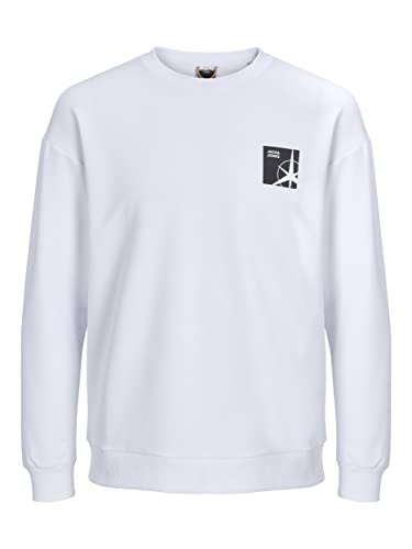 JACK & JONES Herren Jcofilo Summer Sweat Crew Neck Sweatshirt, White, XL von JACK & JONES