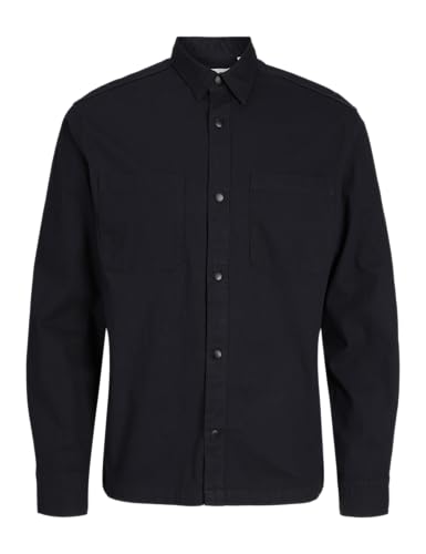 JACK&JONES Herren JCOLOGAN Ripstop Overshirt LS Freizeithemd, Black, XL von JACK & JONES