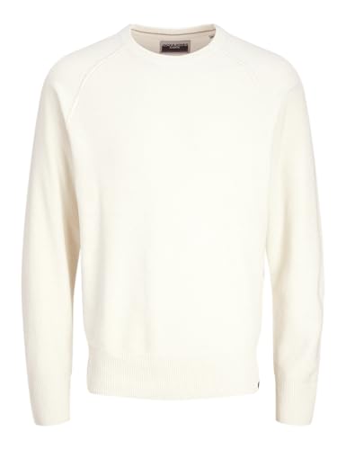 JACK&JONES Herren JCOMASON Knit Crew Neck Strickpullover, Cloud Dancer/Detail:Cyclo 002, Large von JACK & JONES