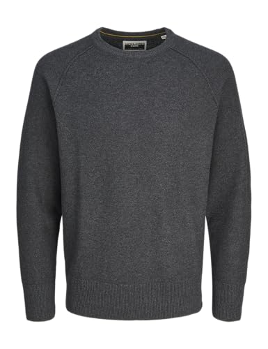 JACK&JONES Herren JCOMASON Knit Crew Neck Strickpullover, Dark Grey Melange/Detail:Cyclo 102, Small von JACK & JONES