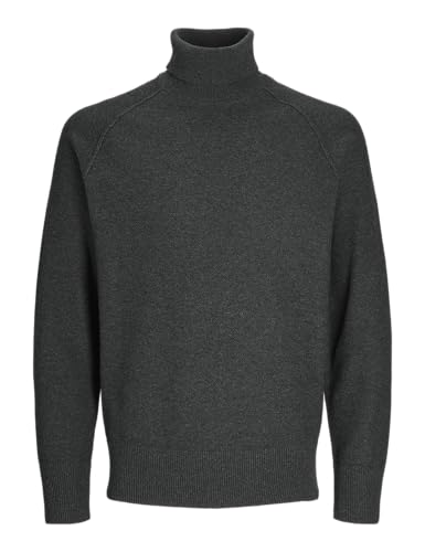 JACK&JONES Herren Jcomason Knit Roll Neck Strickpullover, Dark Grey Melange/Detail:Cyclo 102, Small von JACK & JONES