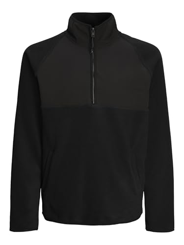 JACK&JONES Herren JCOPEAK Sweat HIGH Neck Half Zip Sweatshirt, Black, L von JACK & JONES