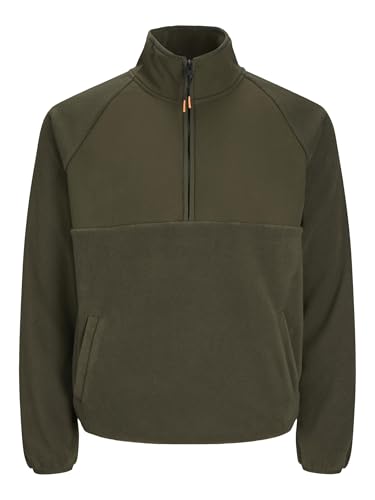 JACK&JONES Herren JCOPEAK Sweat HIGH Neck Half Zip Sweatshirt, Forest Night, M von JACK & JONES