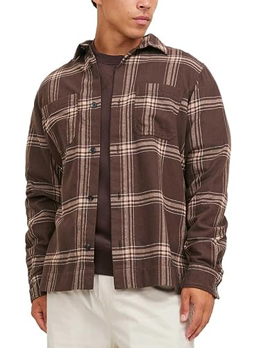 JACK & JONES Herren Jcospace Logan Flannel Overshirt Ls Freizeithemd, Seal Brown/Checks:checks, L EU von JACK & JONES