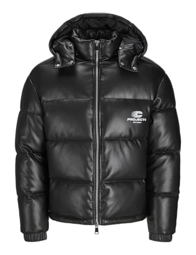 JACK&JONES Herren Jcoterrain Pu Hood Puffer Jacket Pufferjacke, Black, XS von JACK & JONES