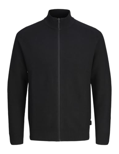 JACK&JONES Herren JCOTRACK Knit Full Zip Strickjacke, Black/Detail:Cyclo 100, Medium von JACK & JONES