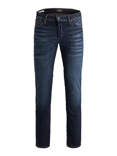 JACK & JONES Herren Jeans Tim Straight Legs Slim Fit Flat Front Tim ORIGINAL, Farben:Dunkelblau, Größe Jeans:28W / 32L von EGOMAXX