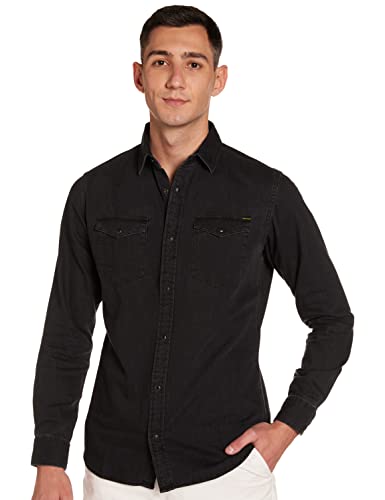 JACK & JONES Herren JJESHERIDAN Shirt L/S NOOS 12138115, Black Denim/Slim, XXL von JACK & JONES