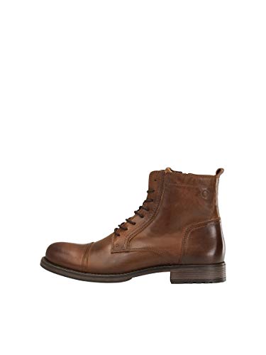 JACK & JONES Herren Jfwrussel Leather Cognac 19 Biker Boots, Cognac, 40 EU von JACK & JONES