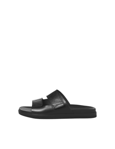 JACK & JONES Herren Jfwstockholm Leather Velcro Sandal, Black, 44 EU von JACK & JONES
