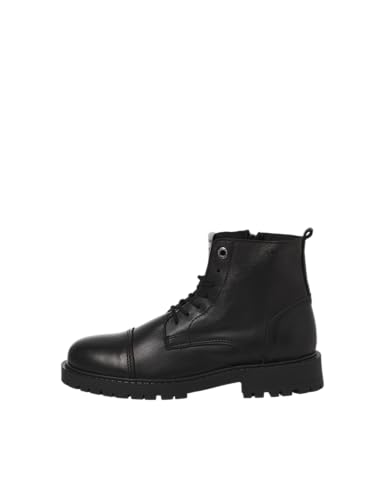 JACK & JONES Herren Jfwtremor Leather Boot Sn Schnürstiefelette, Anthrazit, 45 EU von JACK & JONES