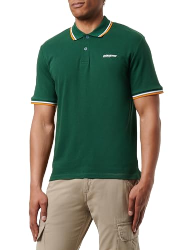 JACK&JONES Herren Jjcampa Polo Ss Poloshirt, Dark Green/Print:SMALL, M von JACK & JONES