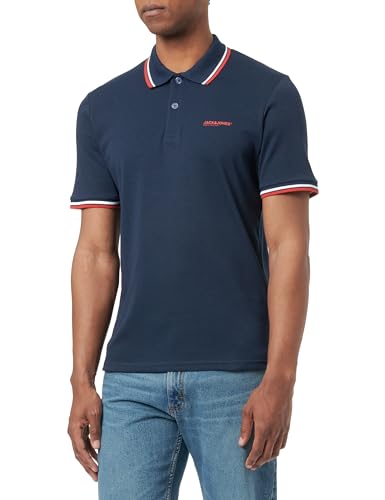 JACK&JONES Herren Jjcampa Polo Ss Poloshirt, Navy Blazer/Print:SMALL, L von JACK & JONES