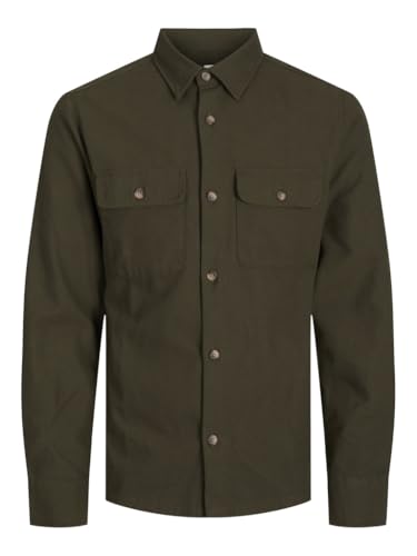 JACK & JONES Herren Jjdarren Flannel Overshirt Ls Freizeithemd, Forest Night, M von JACK & JONES