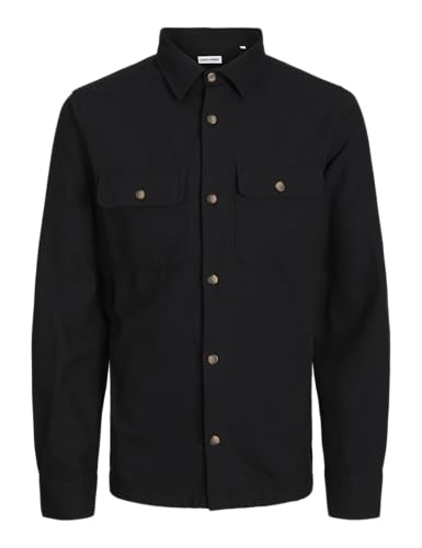 JACK & JONES Herren Jjdarren Flannel Overshirt Ls Freizeithemd, Schwarz, S von JACK & JONES