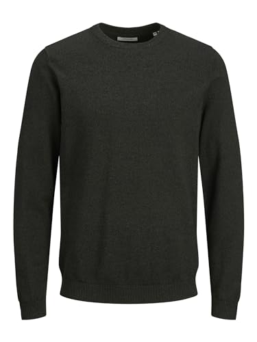 JACK & JONES Herren Jjebasic Knit Crew Neck Noos Pullover, Forest Night/Detail:Twisted with Black, S von JACK & JONES