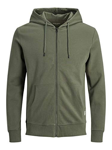 JACK & JONES Herren Jjebasic Zip Hood Noos Cardigan Sweater, Dusty Olive, L EU von JACK & JONES